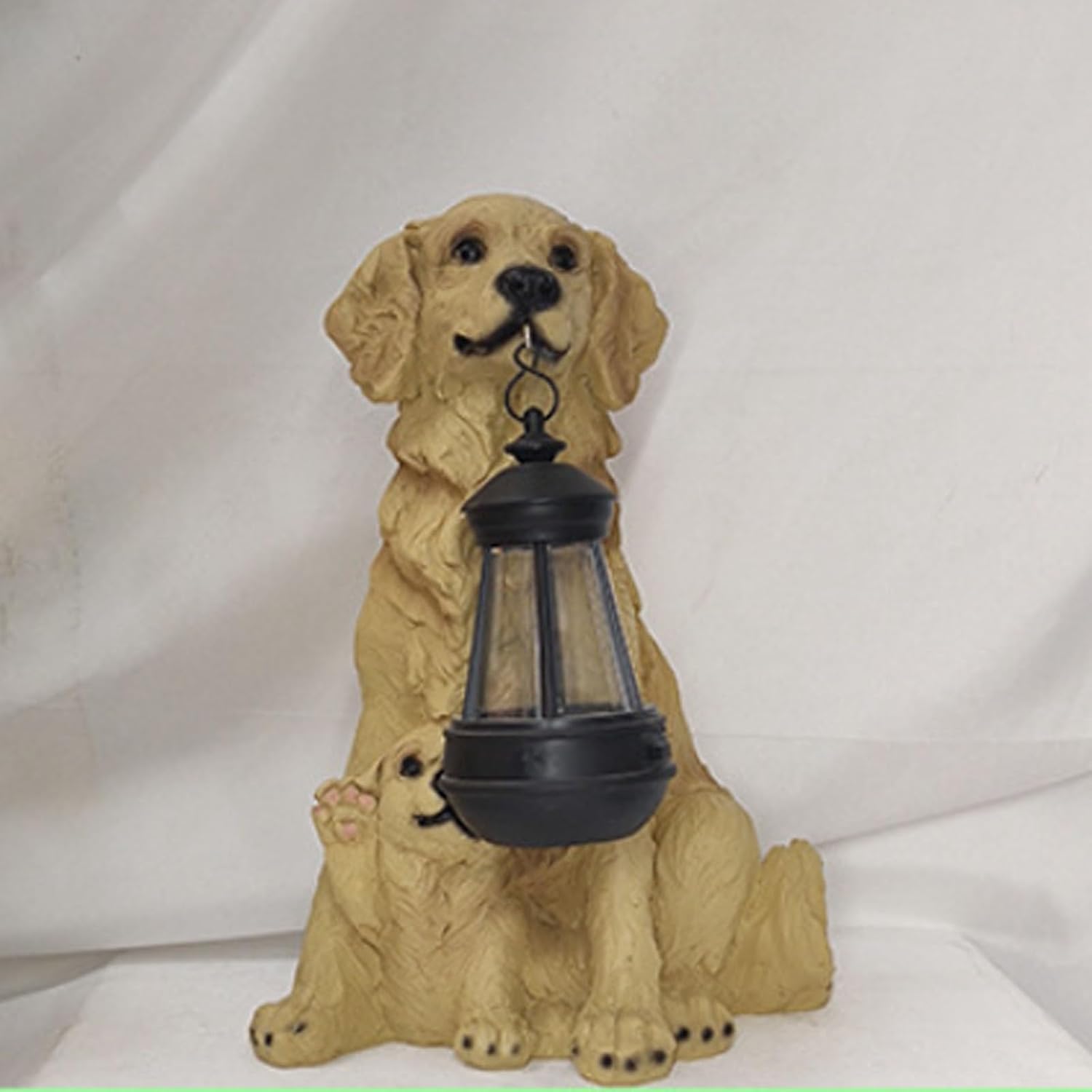 Garden Decor Dog Statues, Outdoor Solar Figurine Lights, Resin Material, Dog Welcome Sign Garden Decor Sculpture for Patio Yard Accent(C)