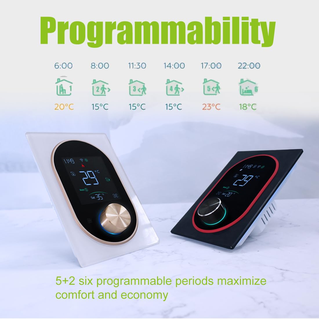 WiFi Smart Knob Termostat ogrzewania kotła gazowego, programowalny regulator temperatury WiFi, kompatybilny z aplikacją Tuya Alexa i Google Home, termostat pokojowy do kotła kombinowanego