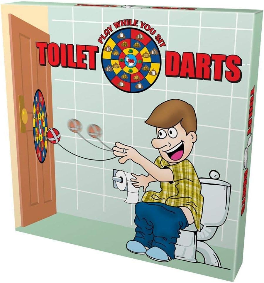 Toilet Darts - Hilarious Bathroom Game for Adults, Sticky Target & 3 Safe Darts, Prank Gift for Men & Women, Fun Games for Adults, Stress Relief, Perfect Gag Gift