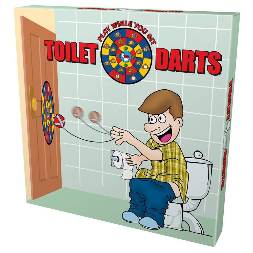 Island Dogs Toilet Darts - Hilarious Bathroom Game for Adults, Sticky Target & 3 Safe Darts, Prank Gift for Men & Women, Fun Games for Adults, Stress Relief, Perfect Gag Gift
