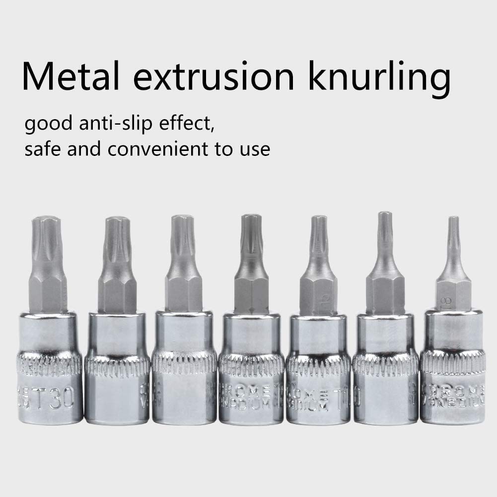 Kit 13 Bussole Torx - Set Punte Per Avvitatore Da 1/4", 3/8" E 1/2", Acciaio Cromo Vanadio - Foto 5