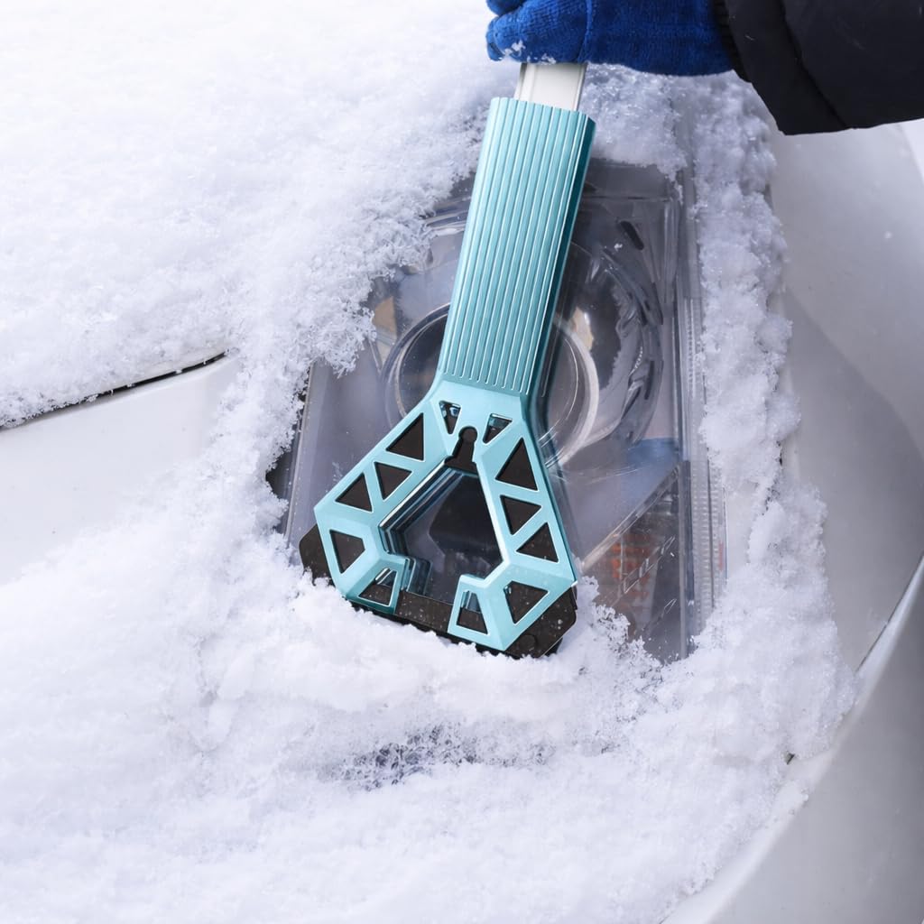 4-in-1 Aluminium-Schnee- und Eisentfernungswerkzeug für Fahrzeuge – robuster Schaber, Schaufel, Bürste für Überleben im Winter