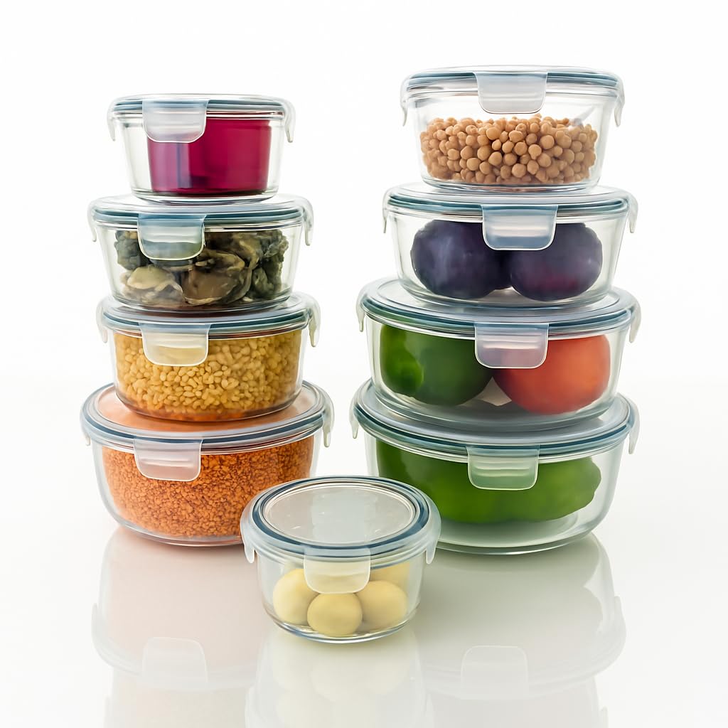 Panzy Home Tranparent Plastic Food Storage Set - Bpa-Free, Airtight, Leak-Proof Containers For Kitchen & Pantry, Microwave & Freezer Safe - (9 Containers & 9 Lids) Leftover Lunch Boxes