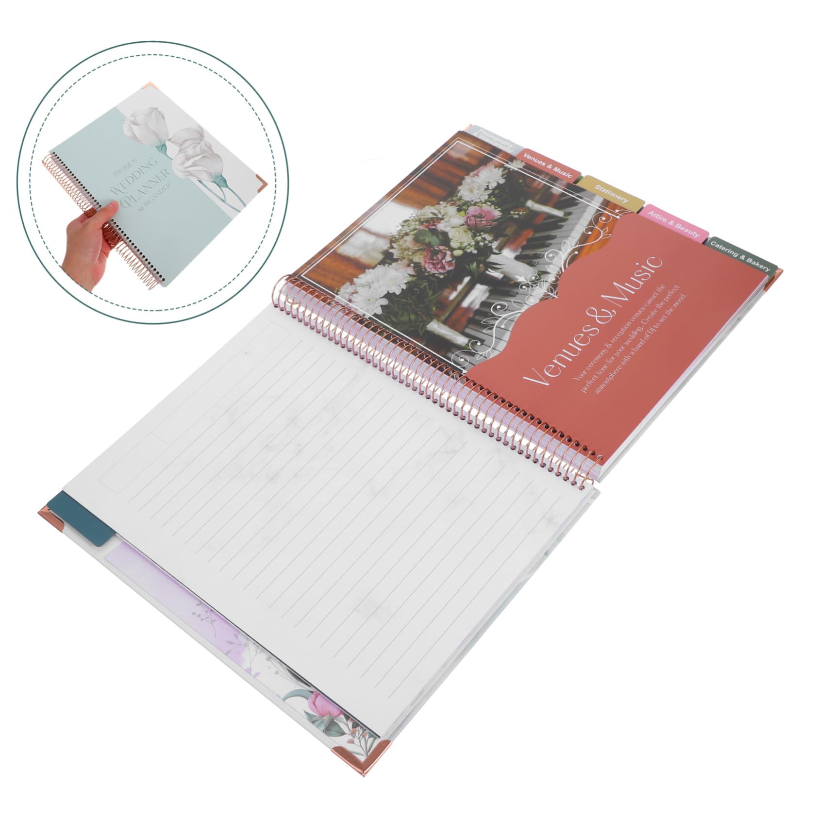 NUOBESTY Hochzeitsplaner Buch aus Papier mit Budgetplanung und Detailliertem Zeitplan Notizbuch Design für Verlobung und Hochzeitsvorbereitung