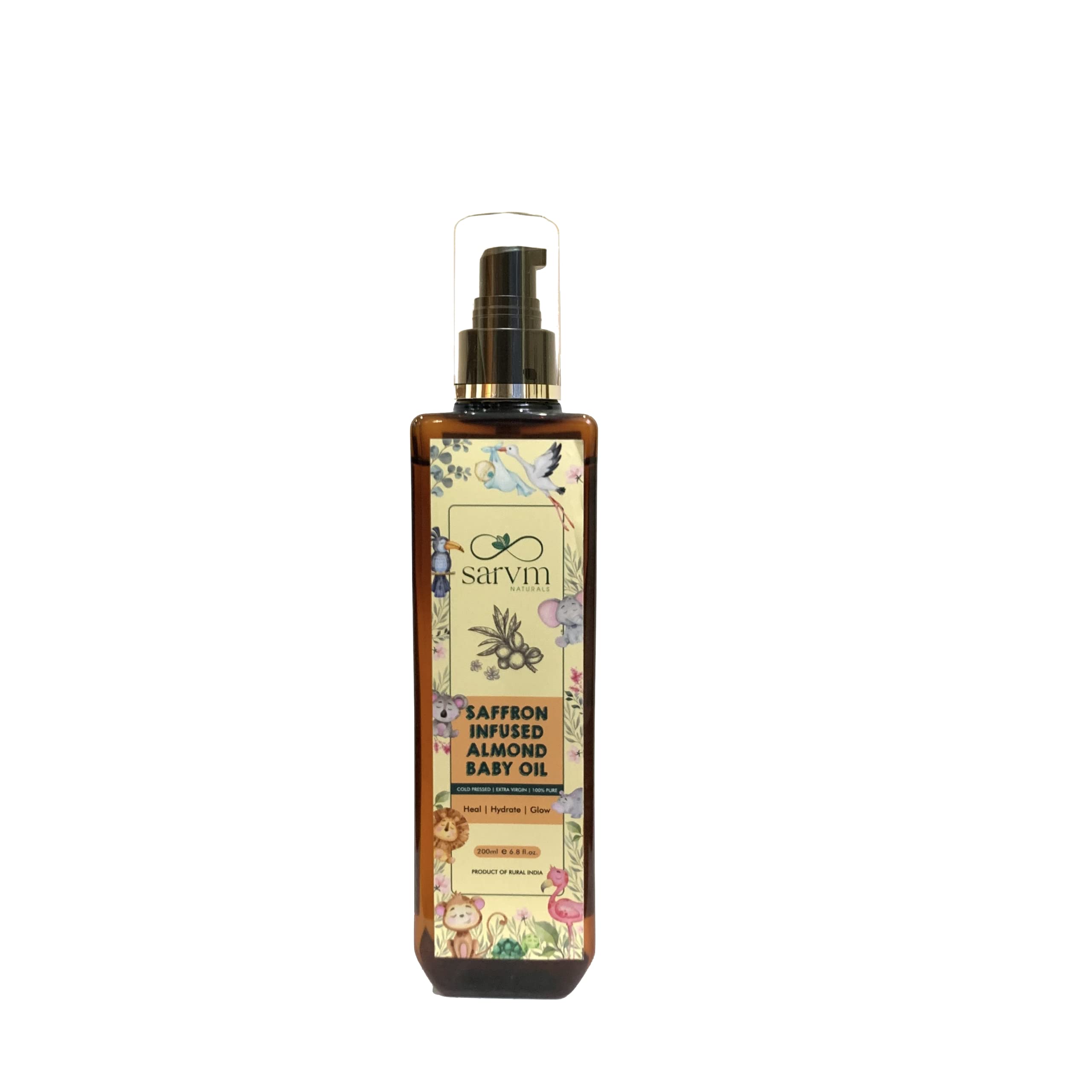 Sarvm Naturals Saffron Infused Almond Oil | Baby Massage | Brightens Complexion (200 ml)-image-28