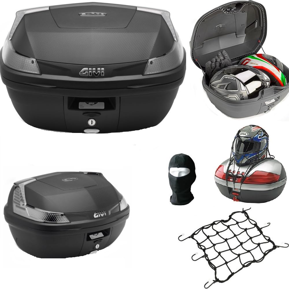 BAULETTO VALIGIA BAULE GIVI B47 LITRI NERO+PIASTRA+RETE PER PORTAPACCHI MOTO-SCOOTER PER 2 CASCHI INTEGRALE-JET-MODULARE SCOMPONIBILE UNIVERSALE COMPATIBILE CON SYM MAXSYM TL 508