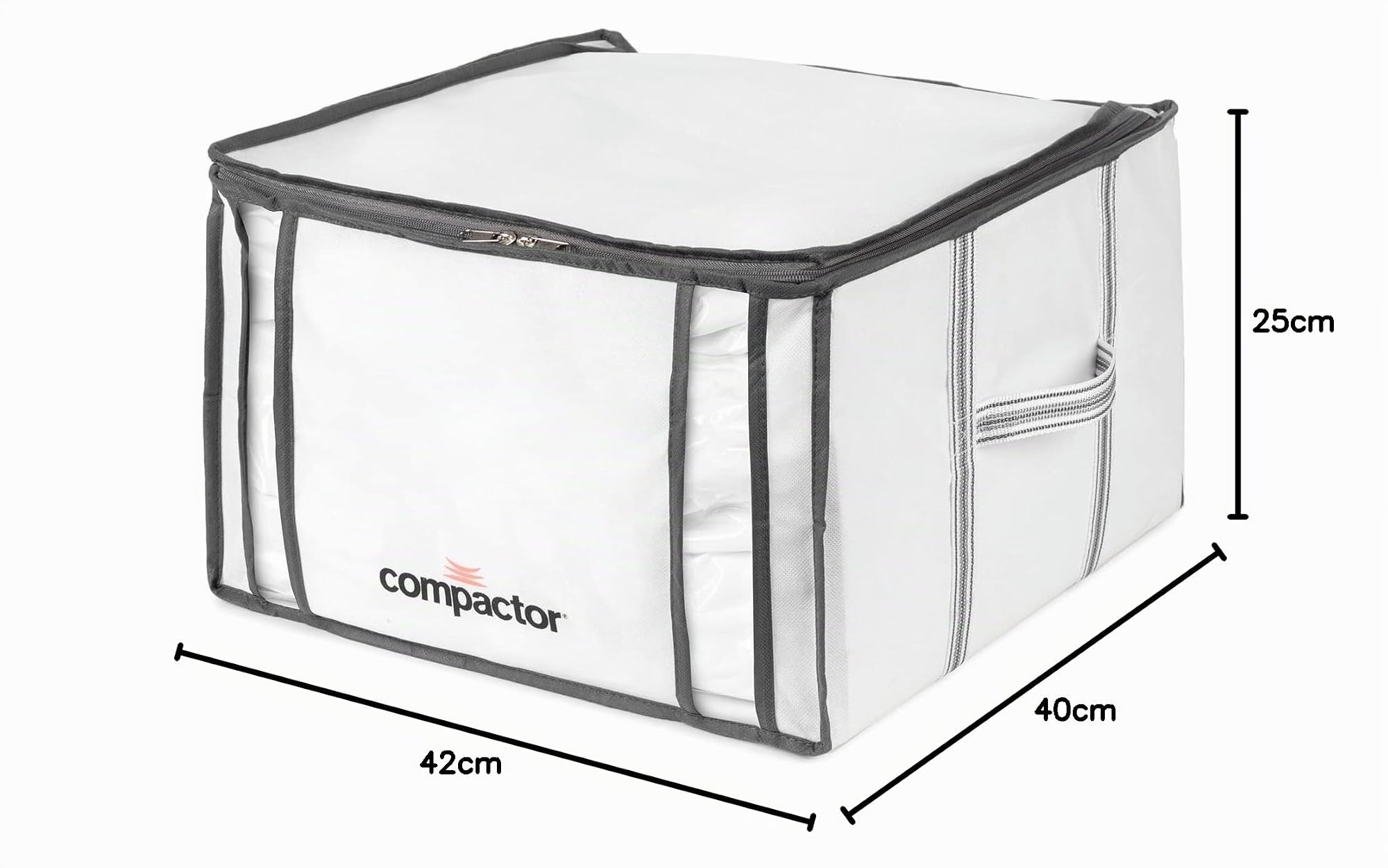 Compactor - 3er Set Aufbewahrungsboxen Life M mit Vakuumbeutel - Komprimierung von Kleidung, Kissen, Decken - Kompatibel mit Staubsauger und Handpumpe - Für Kleiderschrank und Umzug