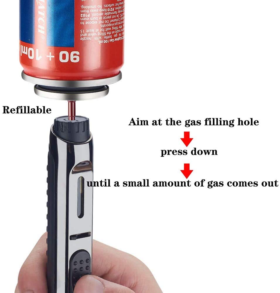 Butane Lighter Pen, ibforcty Torch Lighter with Fire Lock, Visible Fuel