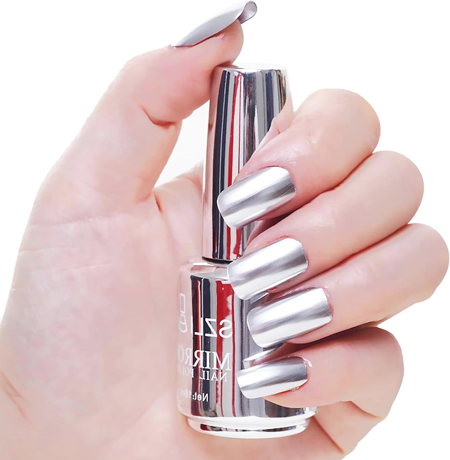 Silver Nail Polish Mirror Nail Varnish, Chrome Metallic Quick Dry Metal