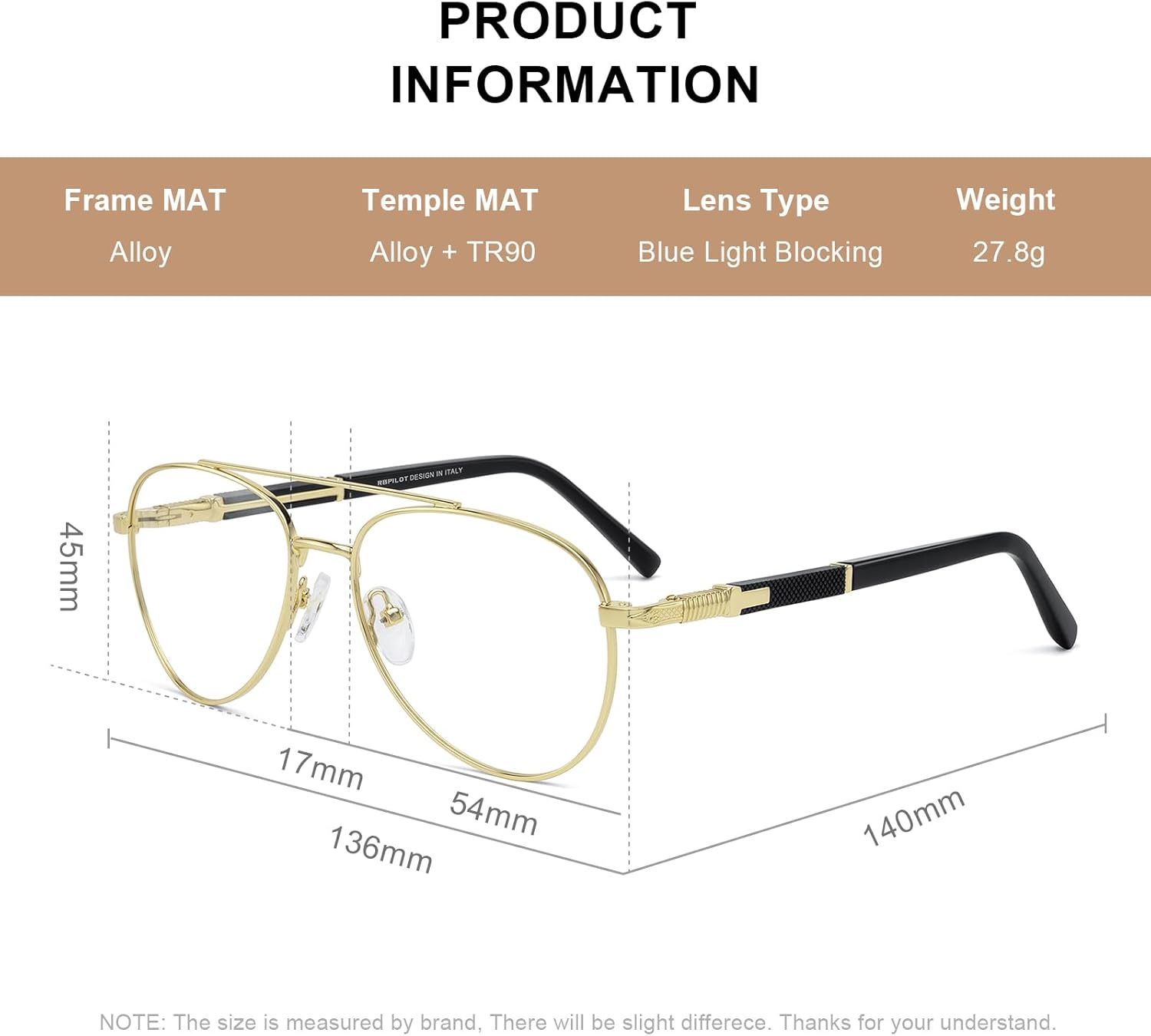 Classic Aviator Reading Glasses for Men Women Light Blocking Computer Readers Spring Hinge Metal Frame Acetate Legs - Image 4