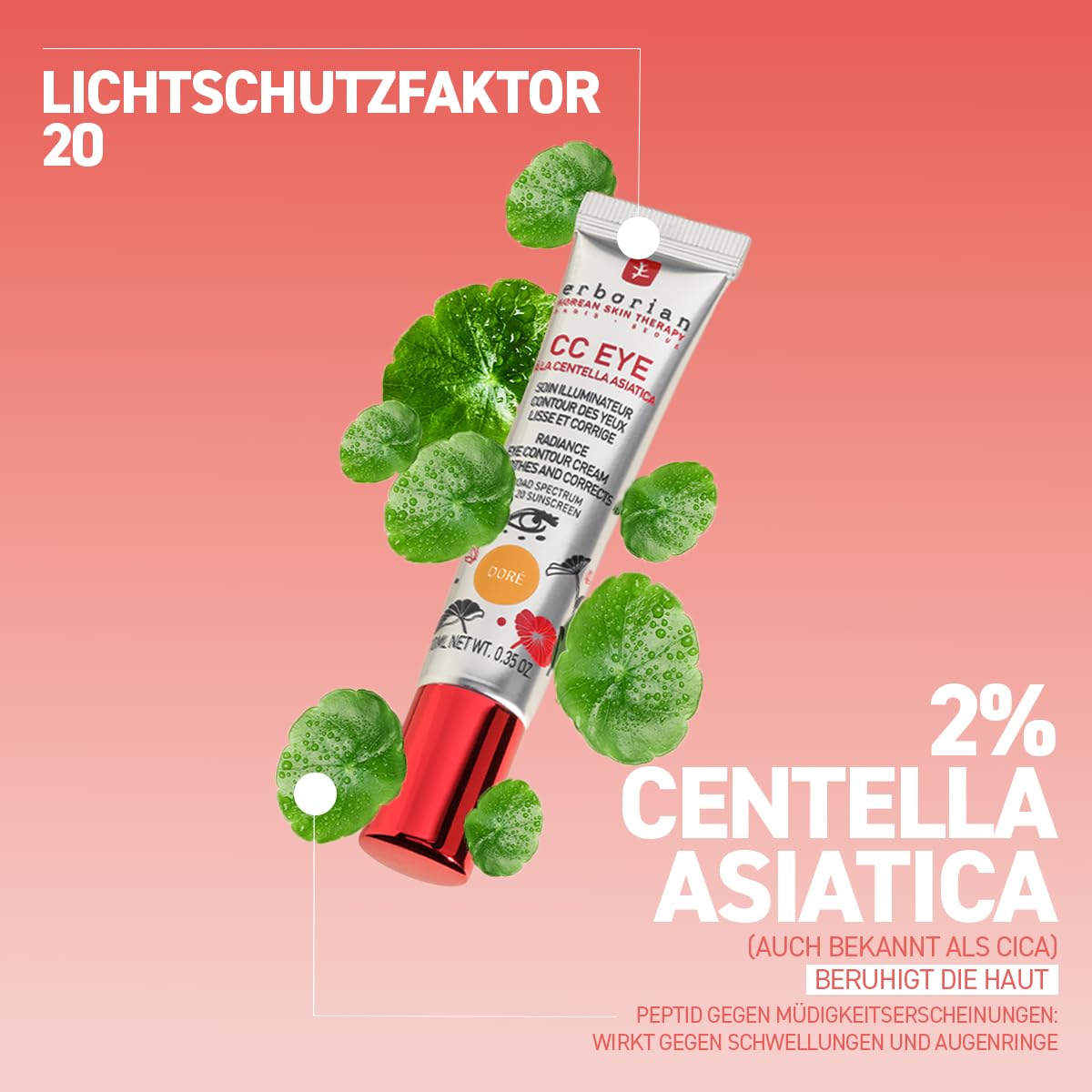 Erborian - CC Augencreme Gold mit Centella Asiatica - Aufhellende und getönte Augenkonturkorrektur