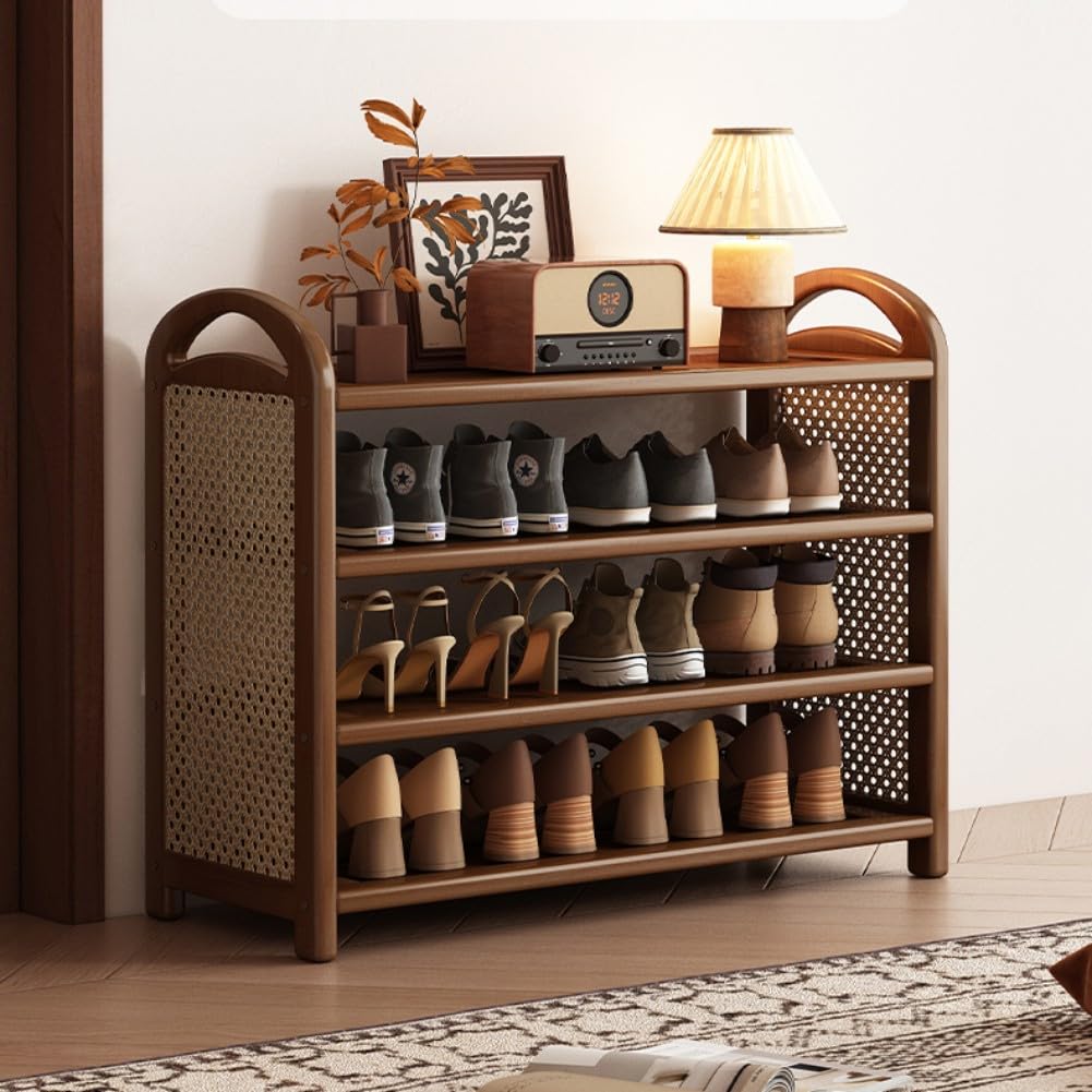 Étagère à chaussures en bambou 4/5 niveaux : meuble de rangement en bois pour entrée et chambre