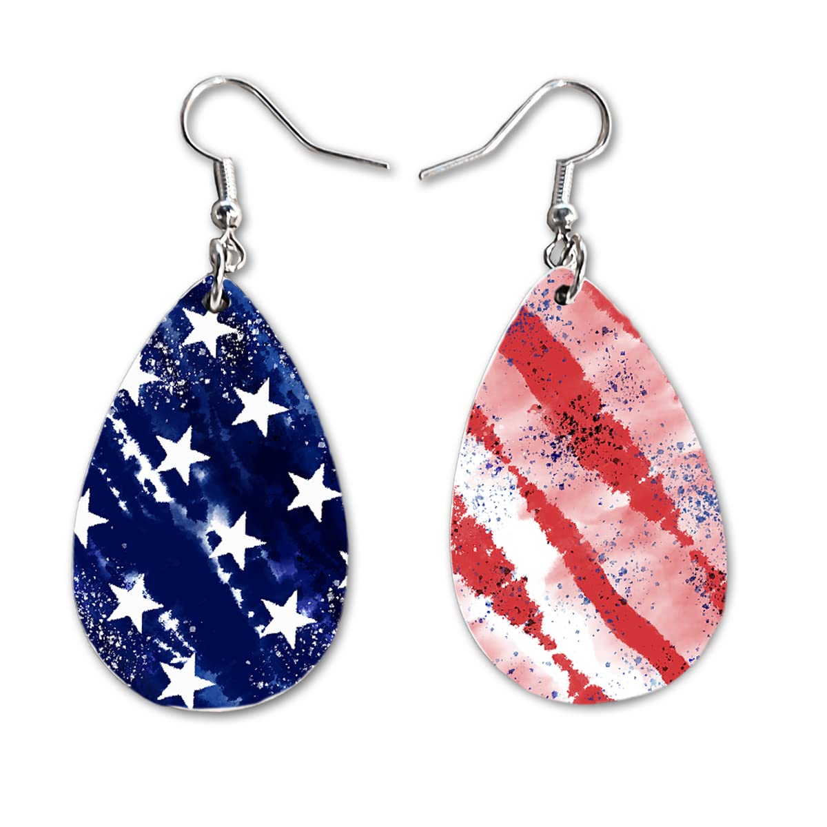 America 250 Celebration - Patriotic Teardrop Earrings for Women - American Flag Design - Lightweight MDF - Double-Sided Print - Made in the USA