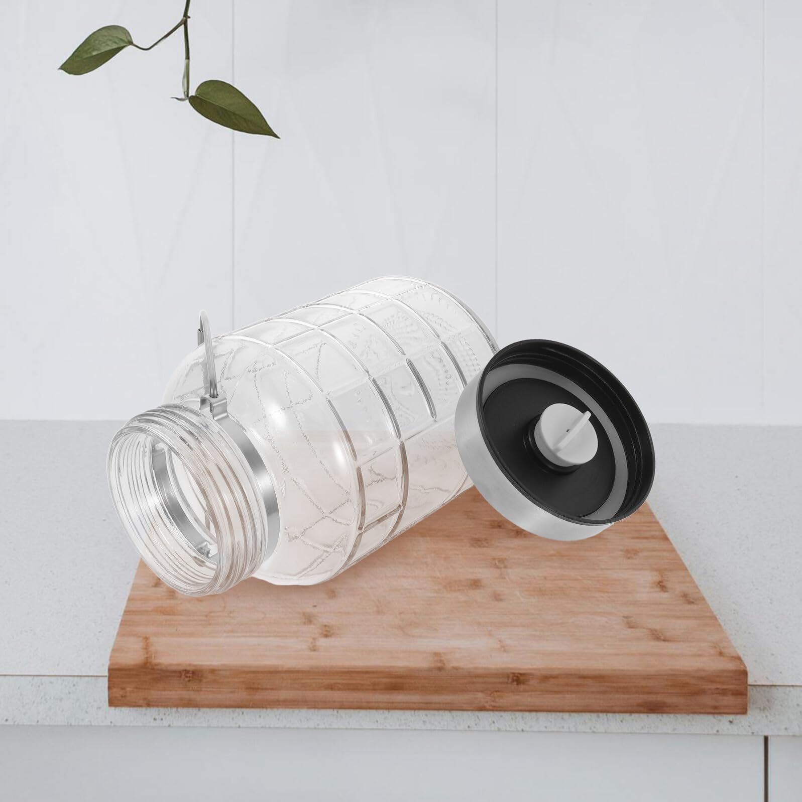 Vaso in Vetro per Fermentazione con Valvola di Sfiato Ermetico Contenitore per Conservazione Alimenti in Cucina Barattolo per Fermentare Verdure Spezie e Conserve