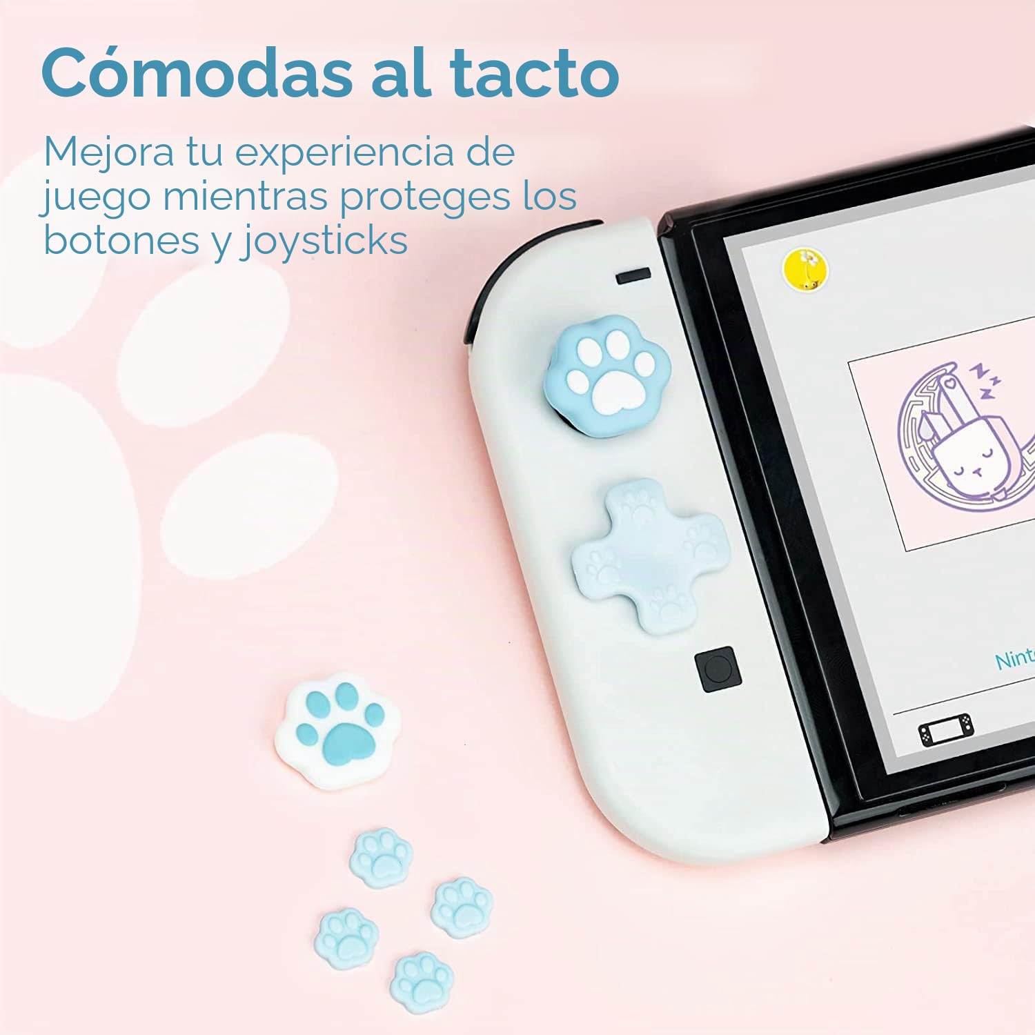 GeekShare Cat Paw Thumb Grip Set Compatible con Switch/OLED - Azul