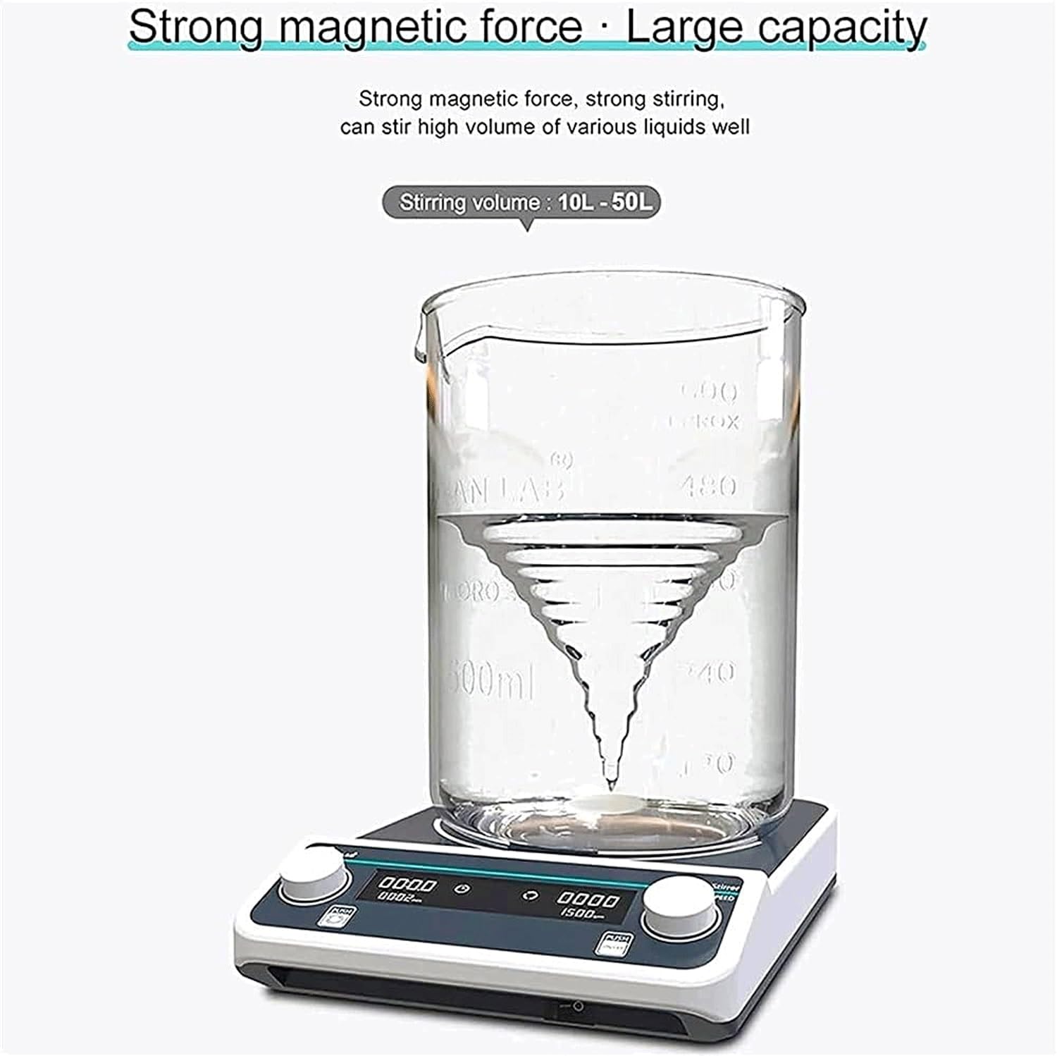 Agitador Magnético De Gran Capacidad De 5L A 50L Con Pantalla Digital Y Velocidad Regulable | Adecuado Para Aplicaciones De Mezcla En Laboratorio E Industria(10L)