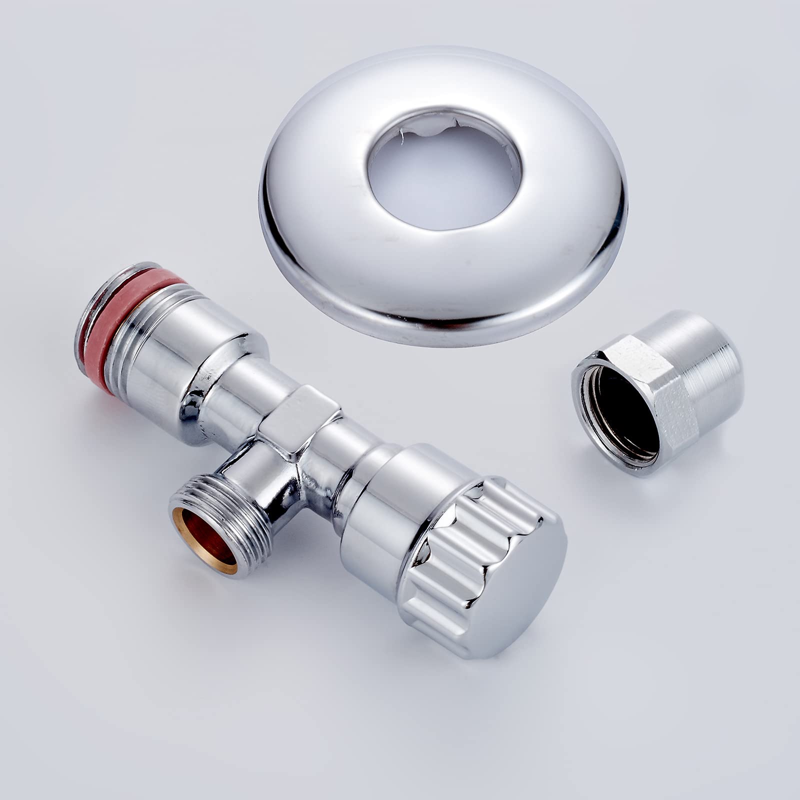 Ibergrif M22022-2 Valvola Angolare Autosigillante 1/2" x 3/8" Universale, Rubinetto Sottolavello in Ottone Cromato, Valvola Acqua Parete Resistente, Set 2 Pezzi per Cucina Bagno