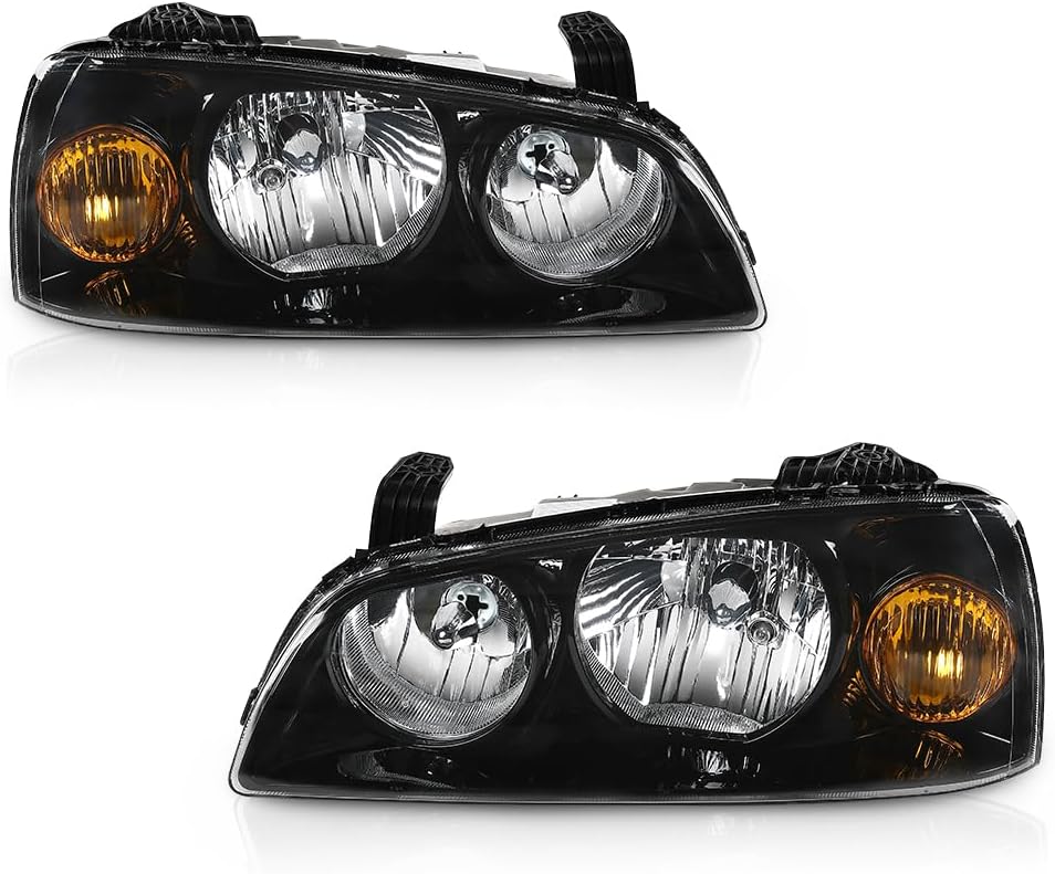 PIT66 Headlights Assembly, Compatible with Hyundai Elantra 2004 2005 2006 Left and Right Side Clear Lens Black Housing Front Corner Headlight Headlamps Fit Elantra 2004-2006 Passenger and Driver side