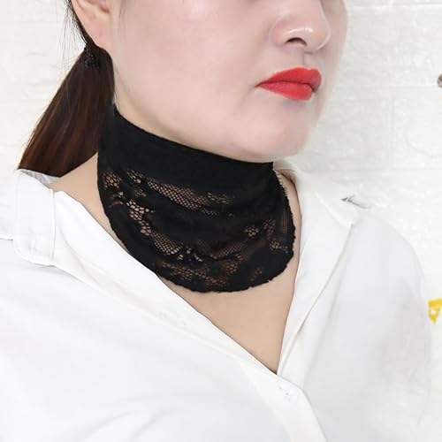 Miniatura 4 de Paquete de 2 fundas para traqueotomía para tubo de traqueotomía, a prueba de polvo, cubierta de tráquea, cubierta de estoma de cuello de encaje