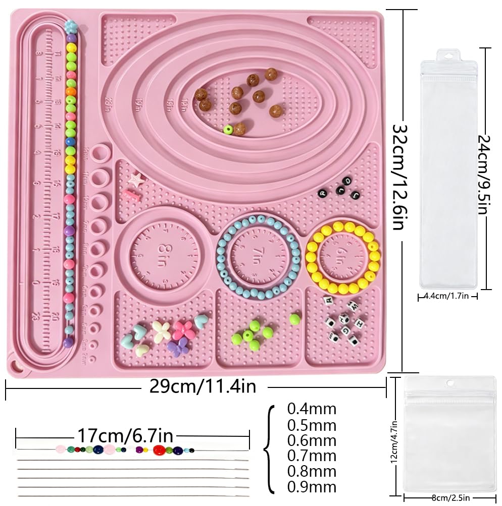 Ryoma Tablero de diseño de cuentas de silicona, kit de 23 piezas para hacer joyas (rosa)