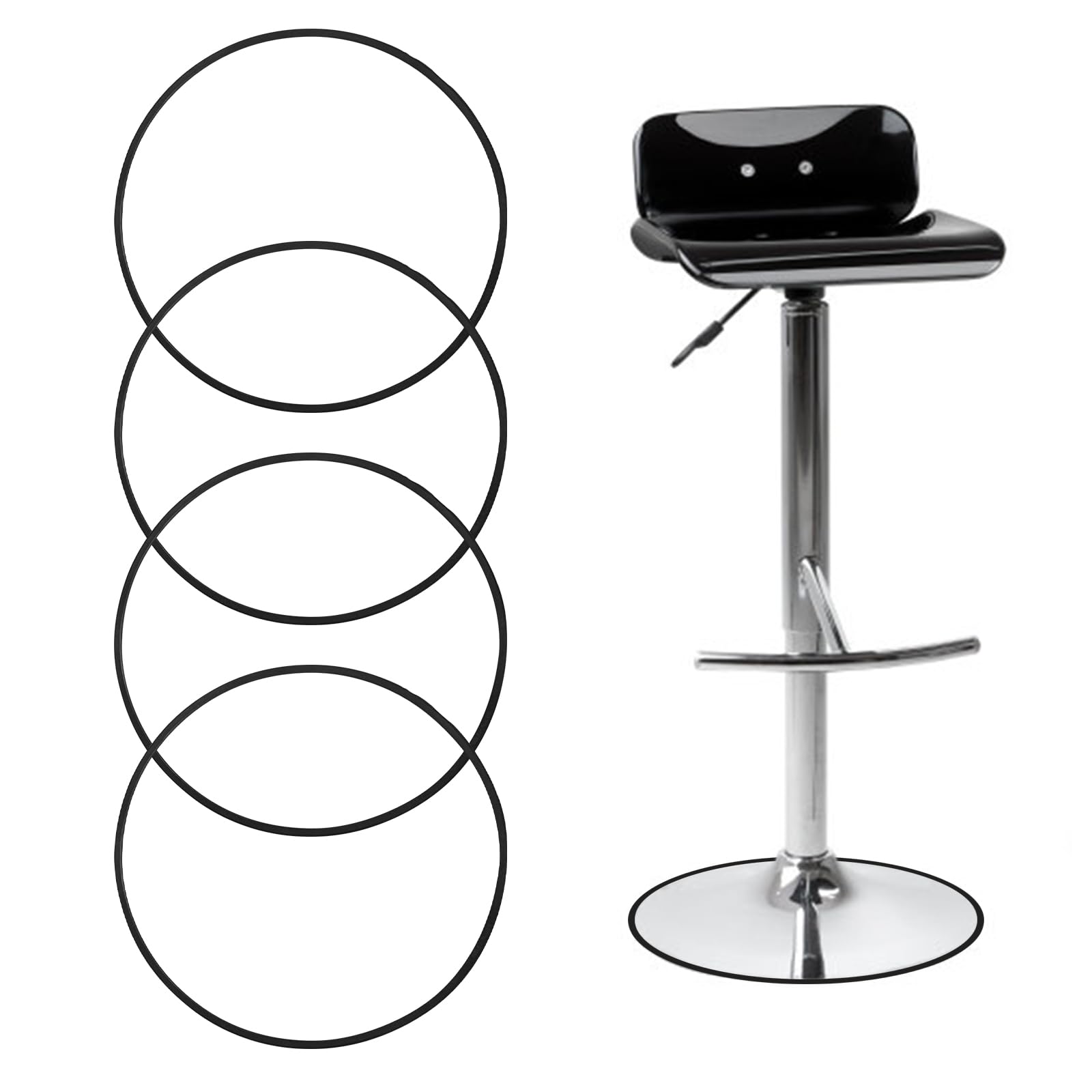 UFURMATE 4pcs Bar Stool Leg Protection Rings, No Scratches & Noise Anti-Slip Bar Stool Leg Protectors Chair Footrest Bottom Pad Ring for 41.5cm Round Base