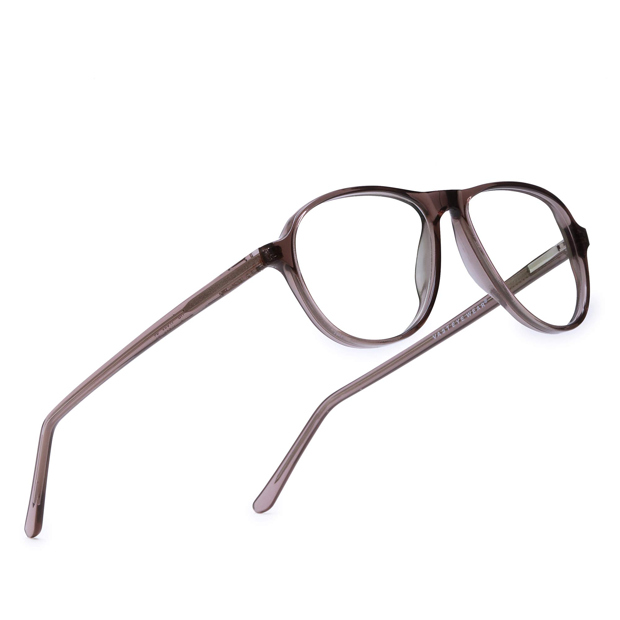 VastFull Rim Aviator Unisex Optical Spectacle Frame | Free Size Clear Eyeglass | Transparent Demo Lens | Grey Transparent