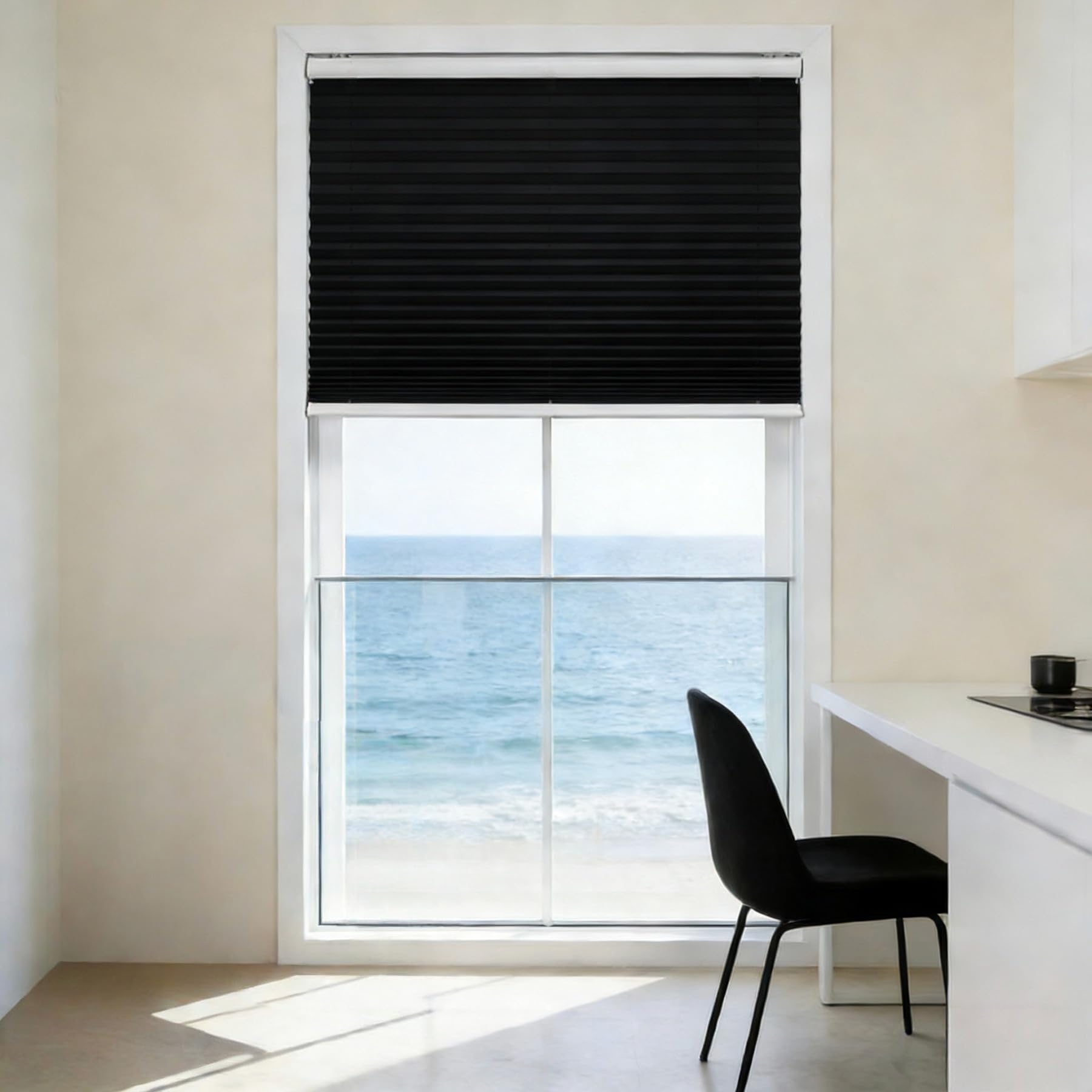 Persianas venecianas de 84 x 260 cm en color negro impermeable para ventanas y puertas de casa
