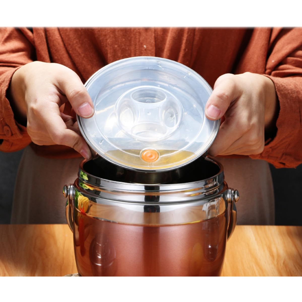 Uonlytech Fiambrera Portátil Acero Inoxidable Térmica de 2 Niveles de 1.2l