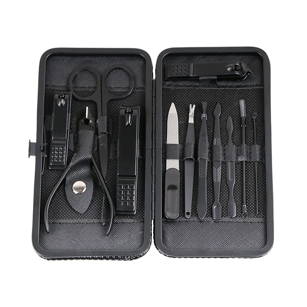 Manicure Set Personal Care Tools Nail Clippers Home Use Pedicure Manicure Set 12 Piece Set Black Manicure Nail Clippers Kit