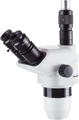AmScope ZM2225NT Cabezal de microscopio estéreo trinocular, oculares de enfoque EW10x y EW25x, ampliación de zoom 2X-225X, objetivo de zoom