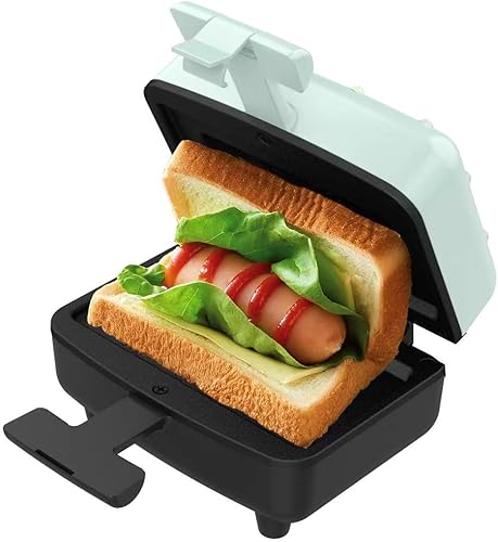 Mini sandwichera eléctrica con placas antiadherentes, luces indicadoras, mango de tacto frío, fácil de limpiar y almacenar, perfecto para cocinar,