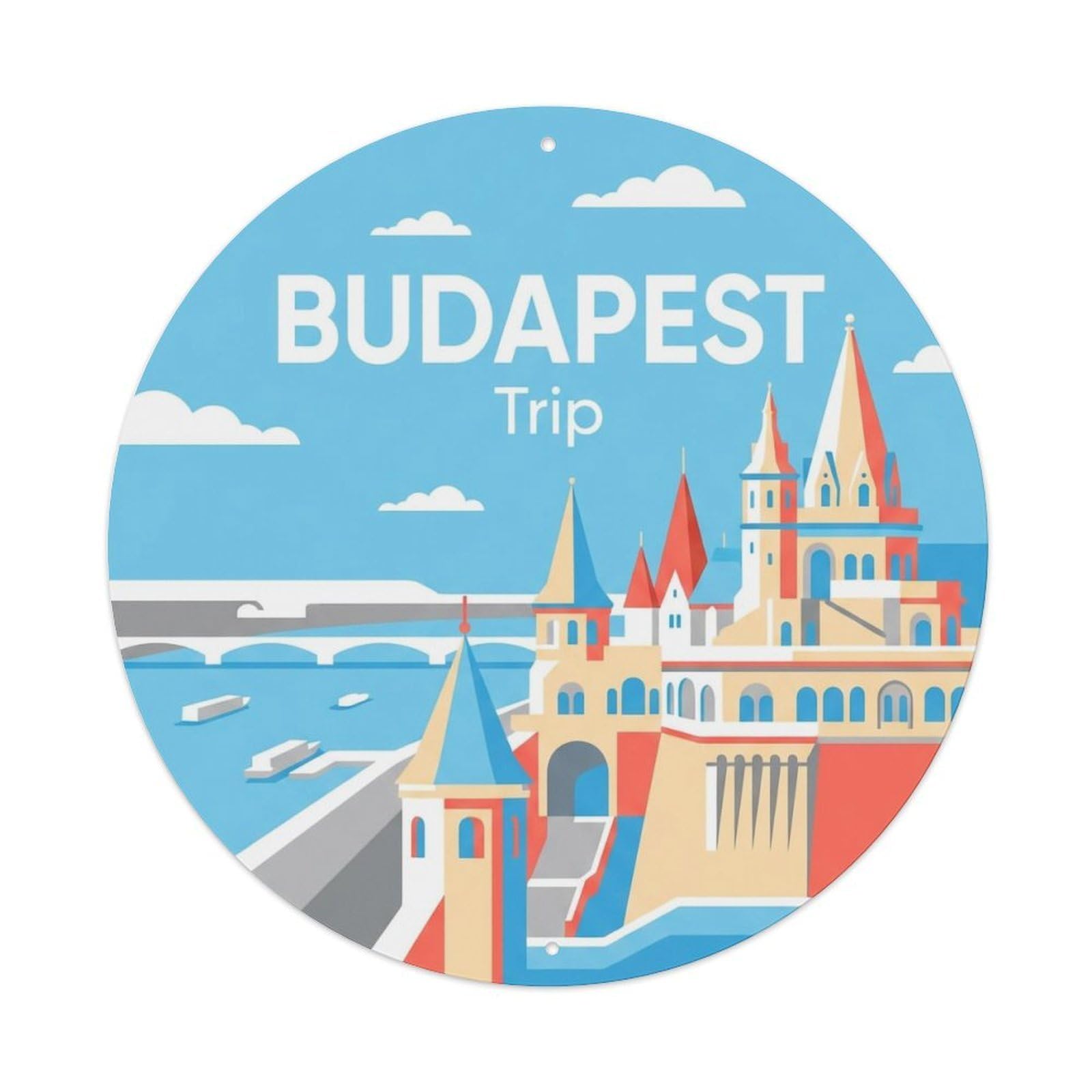 Vintage Travel Budapest Hungary Trip Vintage Metal Tin Sign Plaque Wall Decor for Cafe, Club Bar, Office, Garden Metal Poster 8x8Inch