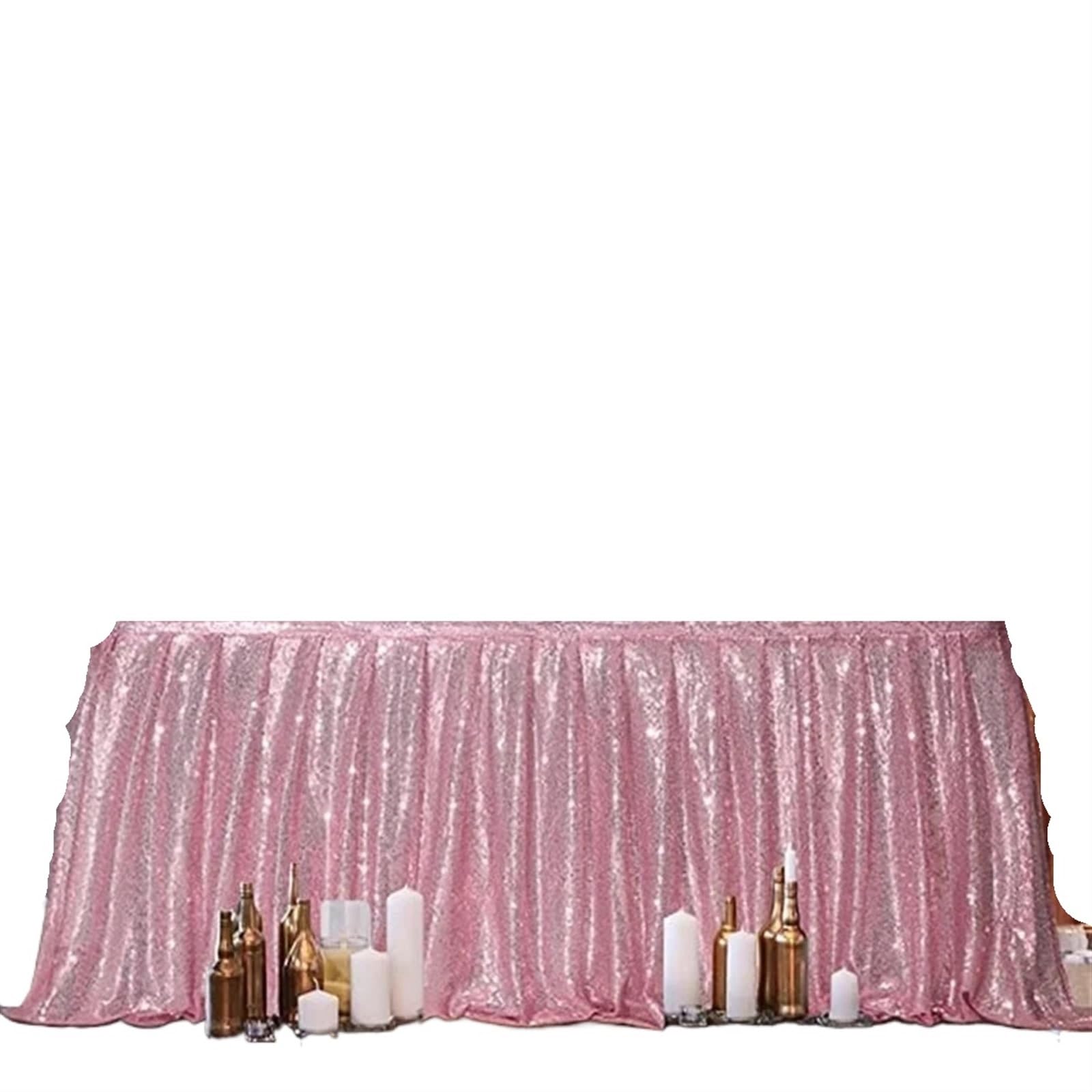 Dekoracja spódnicy stołu, Spódnice na stoły imprezowe, wielokolorowe, z cekinami i brokatem, dekoracja na stoły prostokątne, różne rozmiary(Champagne,70x250CM)