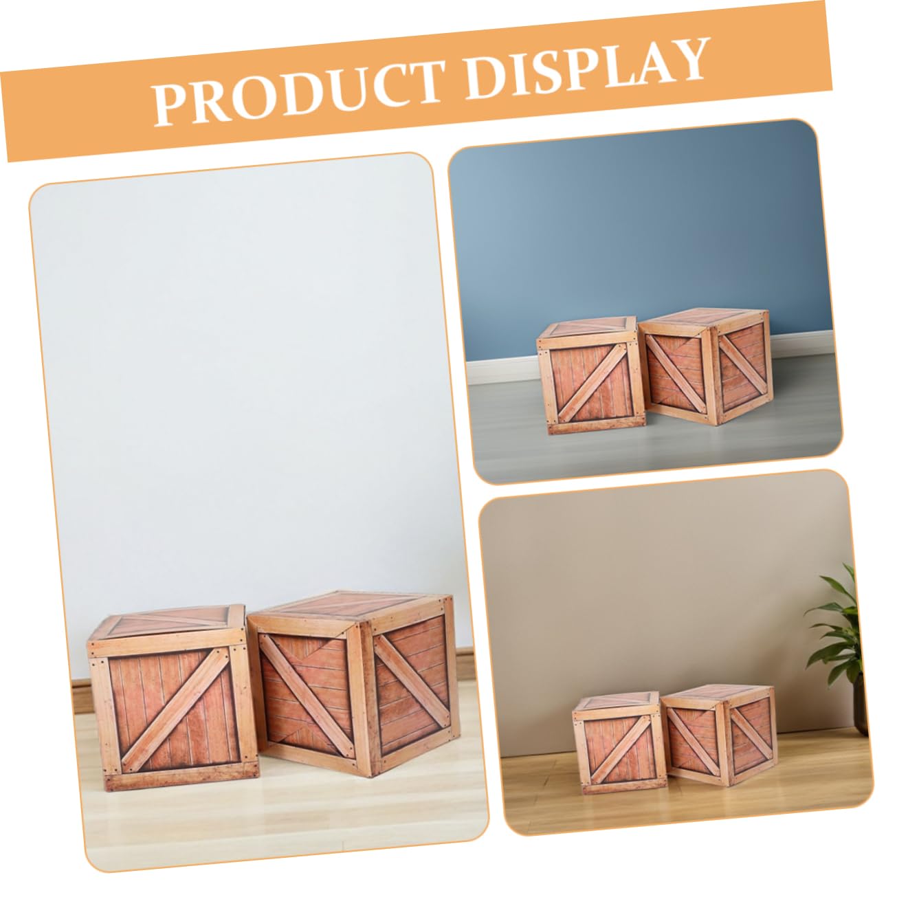 KOMBIUDA Cajas Decorativas de Madera Simulada Decoración Temática Occidental Vaquera 30x30x30 Cm, Set 3 Piezas Centro de Mesa para Fiestas del Oeste y Eventos Temáticos