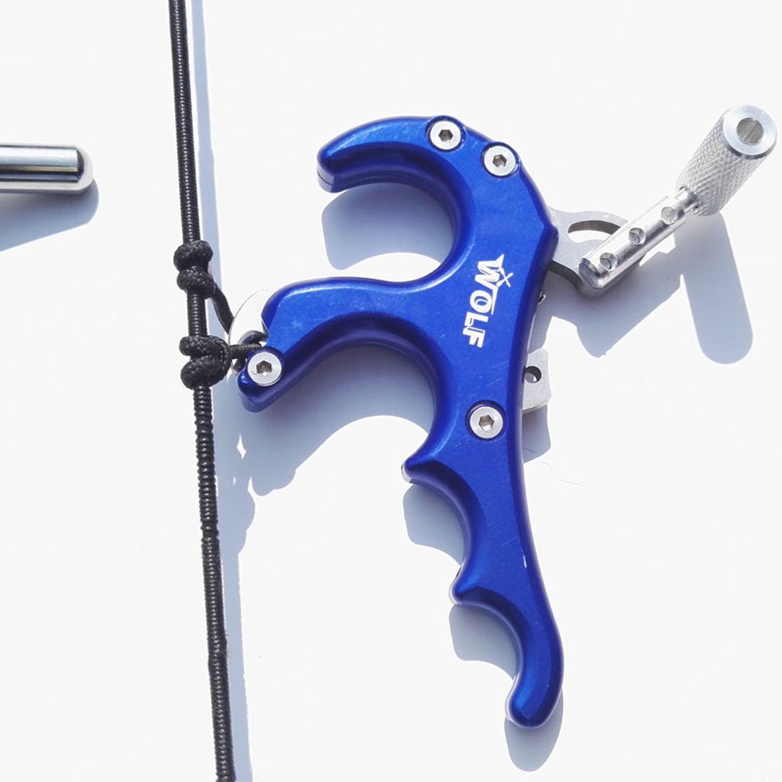 Rilascio Per Arco Compound Toparchery A 4 Dita - Rotazione 360°, Grilletto A Pollice, Nero/Rosso/Blu