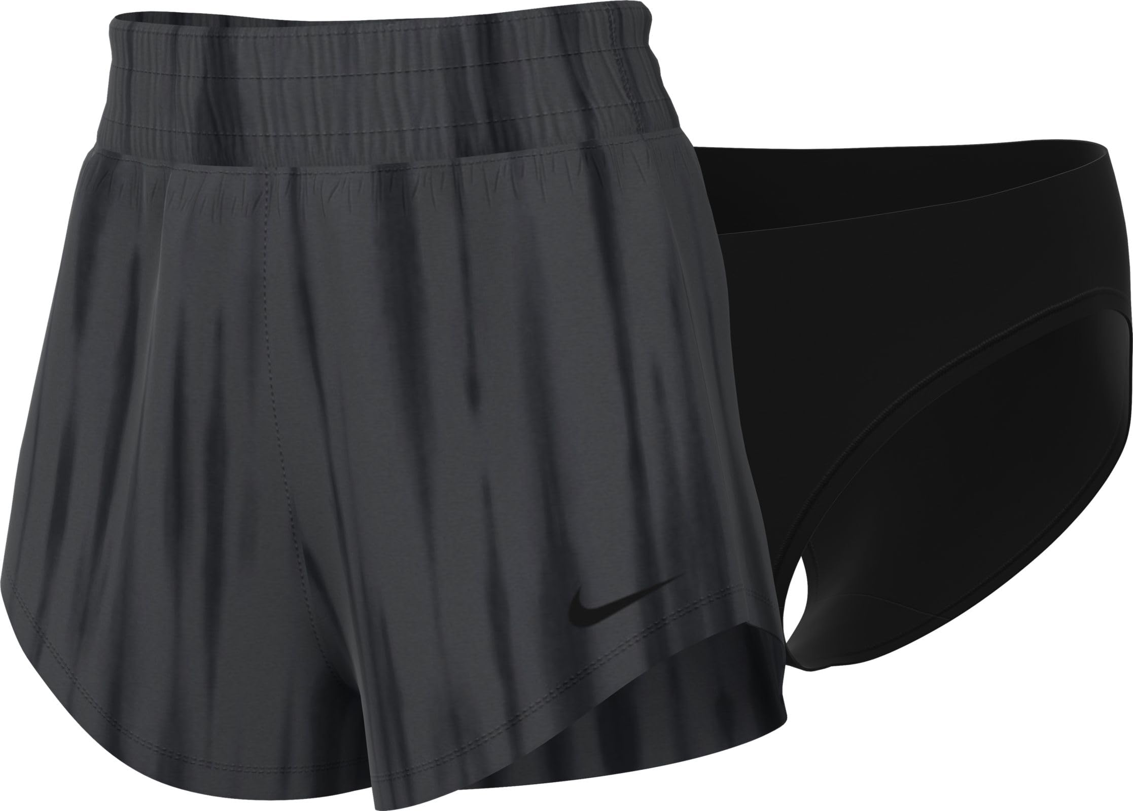 Nike Women's One Df Hr 3In Br AOP Shorts, Anthracite/Black/Black, XL