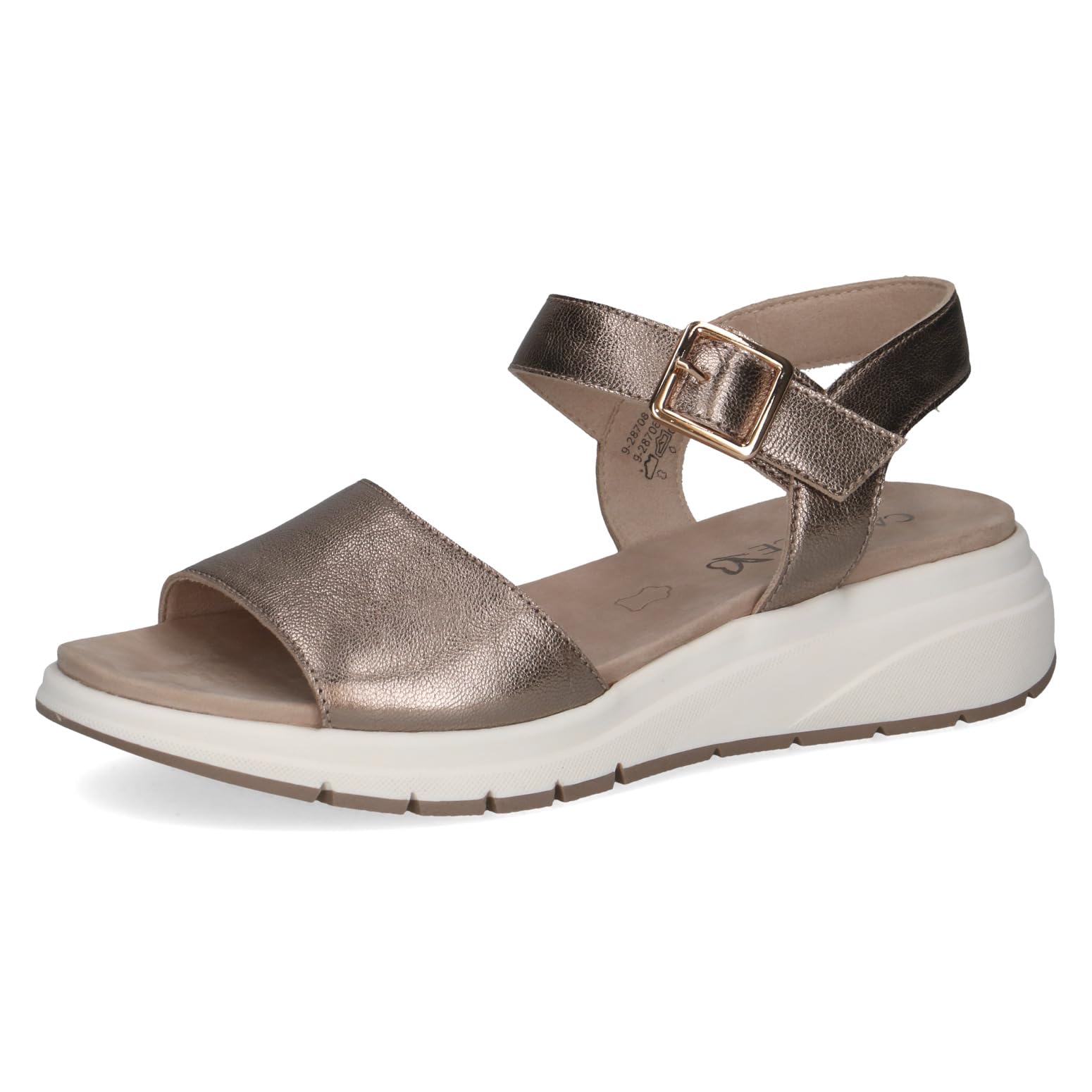 Caprice women's flat sandal in leather, Brown (TAUPE METALLIC), 6.5 UK