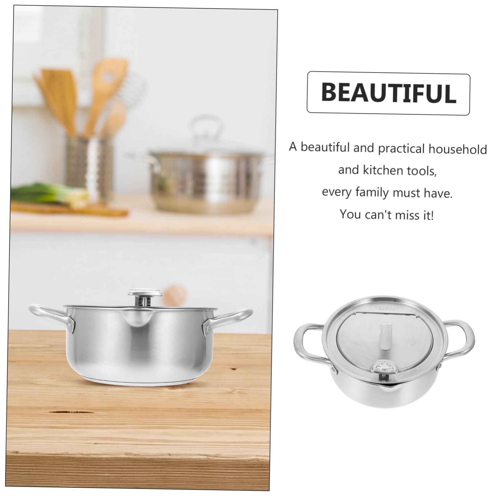 Mikinona Controllable Temperature Fryer with Deep Fryer Pan Frying Pot Thermometer Stainless Steel Construction Perfect for Family Restaurant