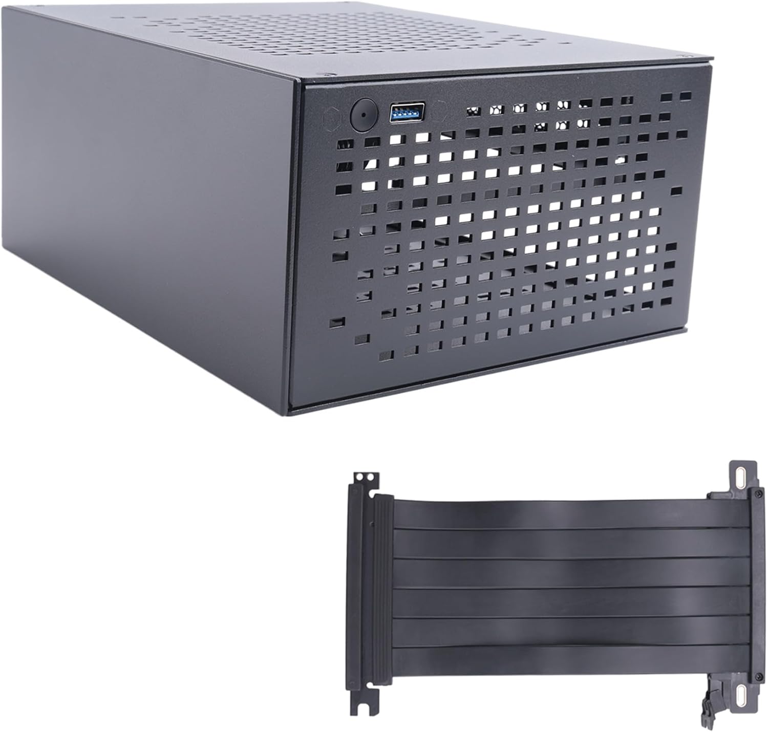 A07 Mini ITX Computer Case Chassis HTPC Case USB3.0 ITX Enclosure with Graphics Card Cable(A)
