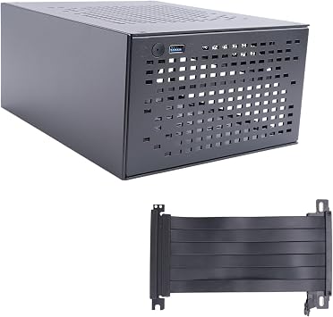A07 Mini ITX Computer Case Chassis HTPC Host Case USB3.0 ITX Enclosure with Graphics Card Extension Cable(A), black