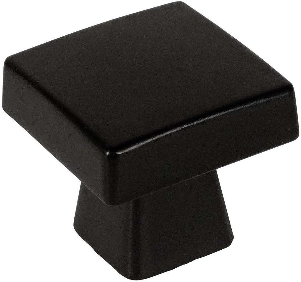 Cosmas 25 Pack 5233FB Flat Black Contemporary Square Cabinet Knob - 1-1/8 Square