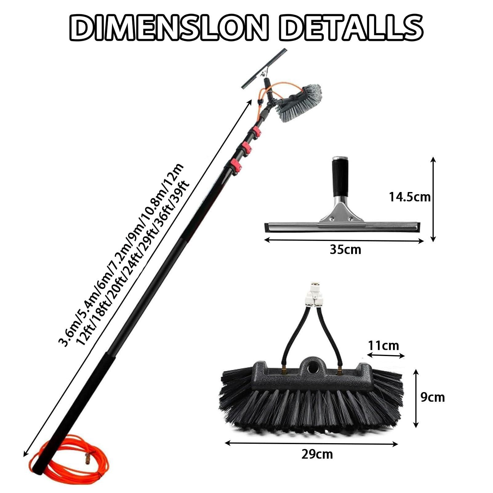 Teles - Spazzola per la pulizia dei pannelli solari alimentati ad acqua, strumento di pulizia per pannelli solari esterni, allungabile 29 cm-7,2 m, ideale per la manutenzione di impianti fotovoltaici