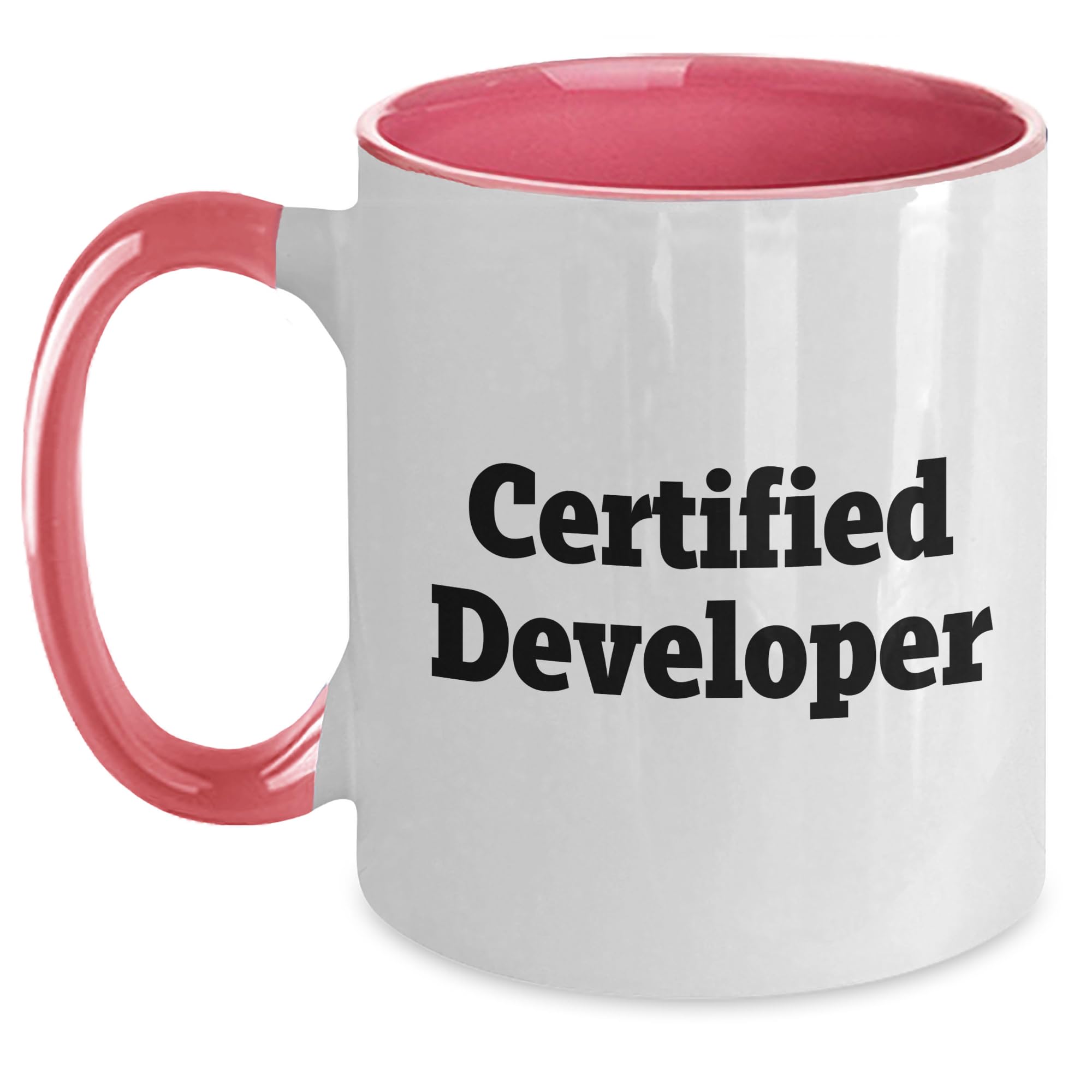 Funny Developer Gifts from Friends, Two Tone Coffee Mug with Inspirational Quote Certified Developer, Perfect Christmas Unique Gift