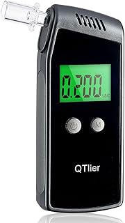 QTlier Portable Breathalyzer with LCD Digital Display for Personal,Professional-Grade Accuracy,Breath Alcohol Tester with USB Rechargeable（10 Mouthpieces）