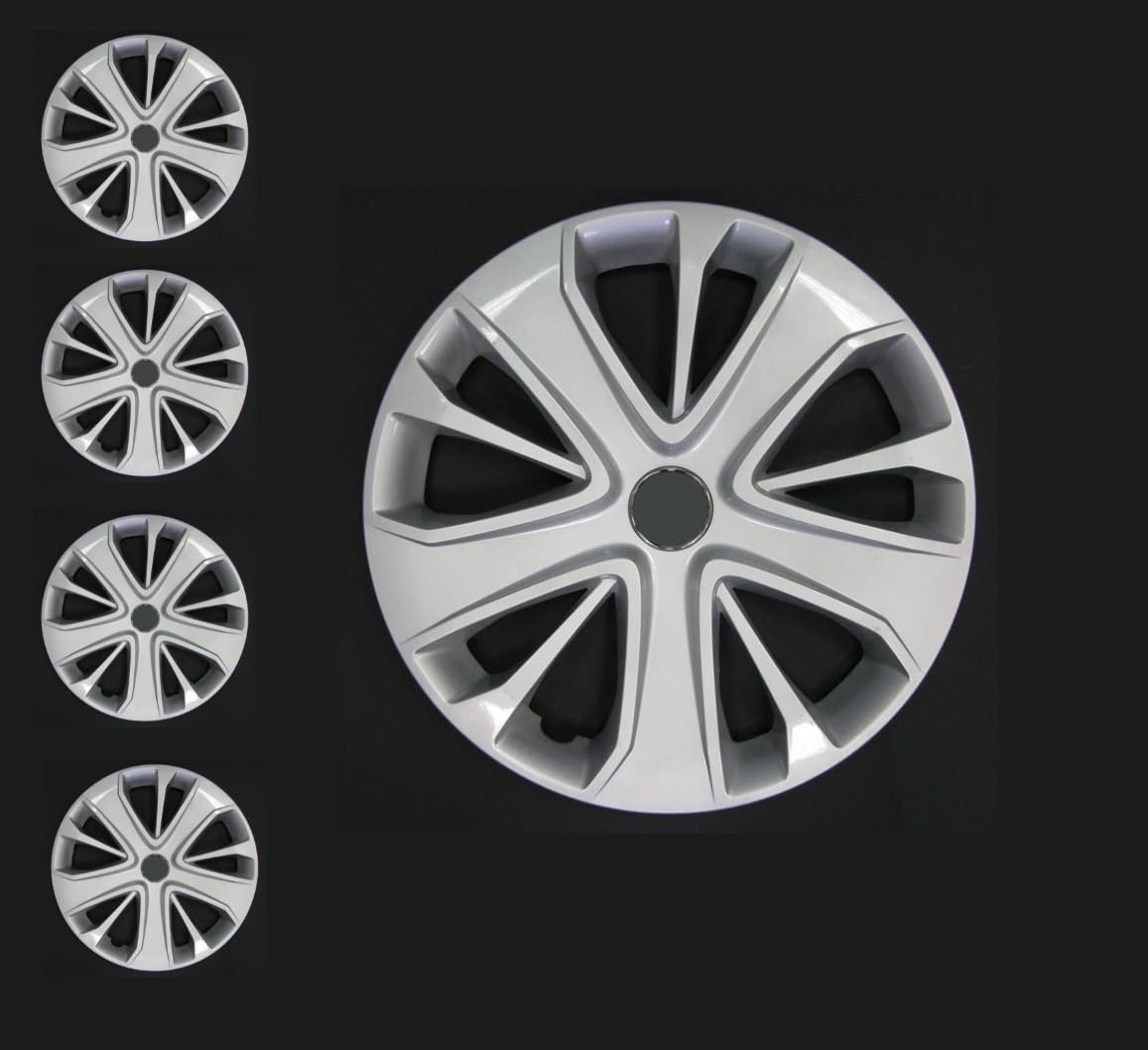 RYELDOM Copricerchi 15 Pollici per Renault Clio IV, Set 4 Coppe Ruota in Nylon Flessibile Resistenti, Copricerchi Auto 15", Made in Italy