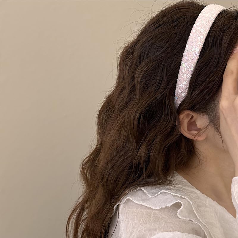 3PCS Glitter Headbands Non Slip Headband, Sparkle Wide Padded Headbands Head Band,Hair Accessories for Women for Birthday Party Favors