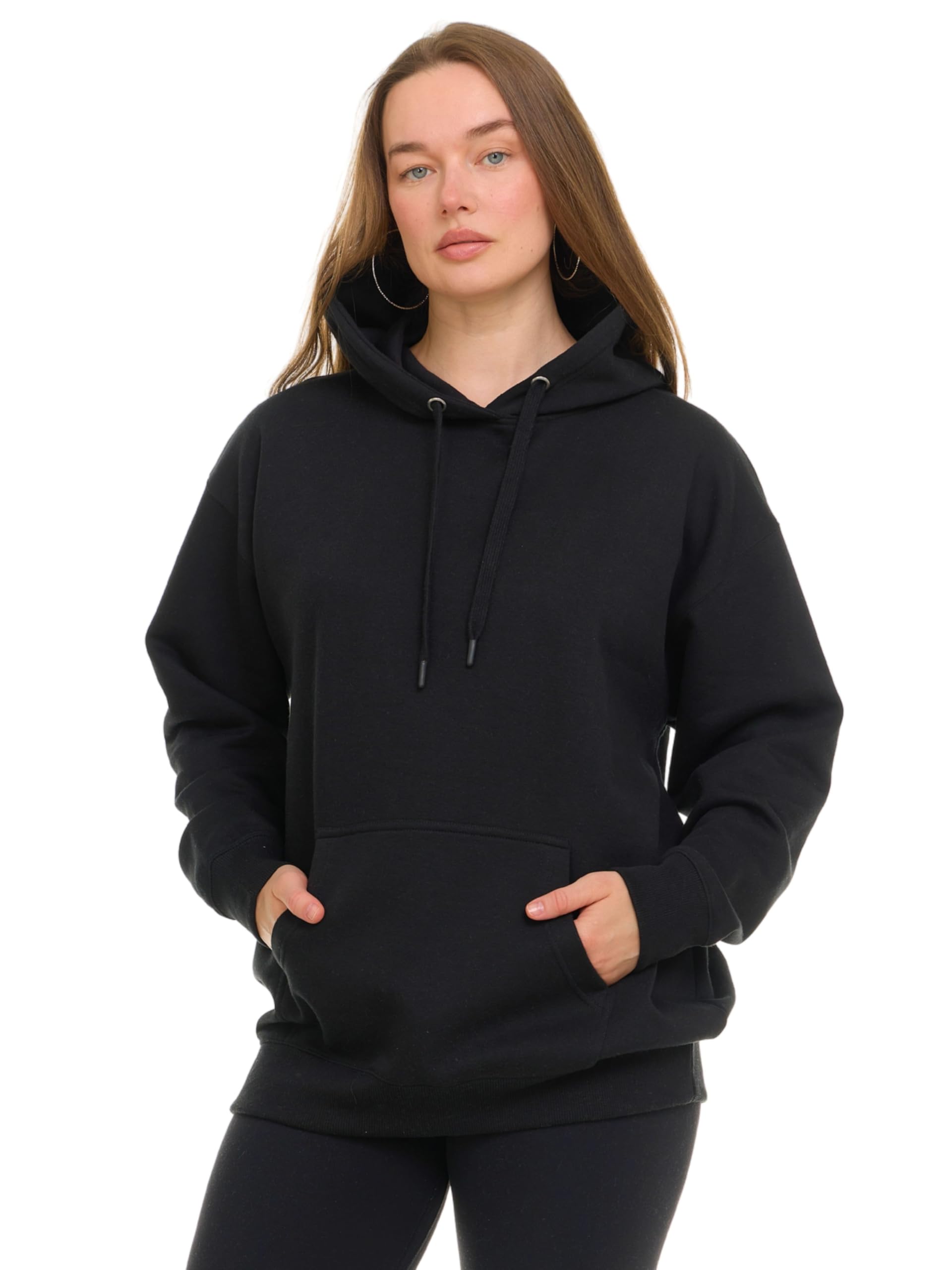 MODERN BASICS Hoodies for Women, Fleece Pullover Sweatshirt for Women, Oversized Sweatshirt Black
