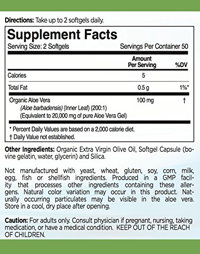 Tryvera Aloe Vera Gels - Supports For Interstitial Cystitis, Leaky Gut, Constipation, Irritable Bowel Syndrome, Ulcerative Colitis - 100 Softgels #TOP1