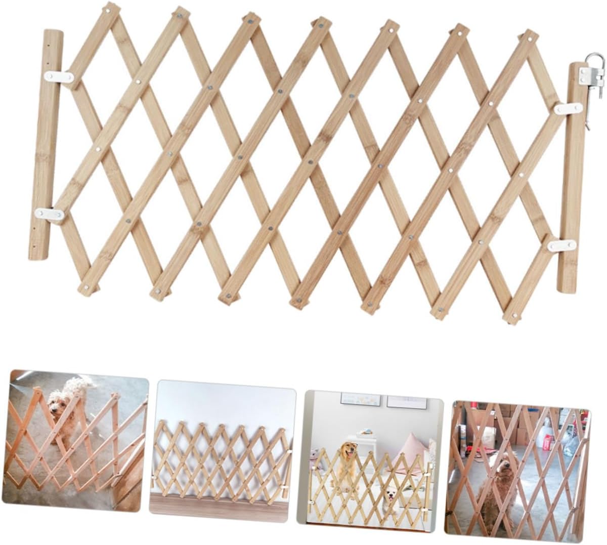 Wooden Pet Gate Dog Safety Gate Pet Isolation Door Latch Lock Easy Install