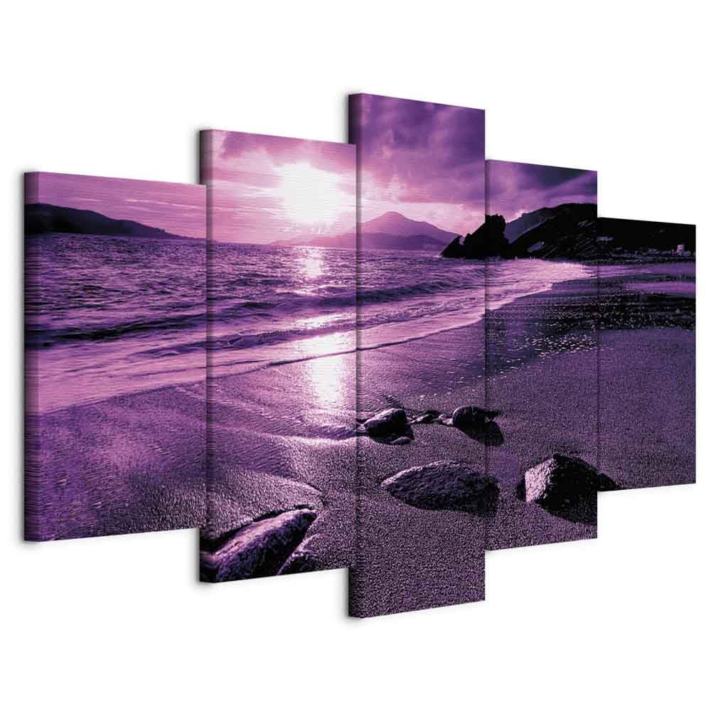 murando - Leinwandbild Natur Landschaft violett, 200x100 cm, 5-teilig | Hochwertige Leinwand, sofort aufhängbar, ideal fürs Wohn- oder Schlafzimmer, wasserfest und lichtecht, langlebig, stilvoll